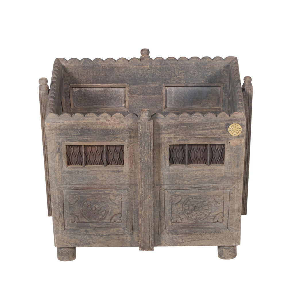 Scalloped Jali Wooden Planter by Studio Vastu