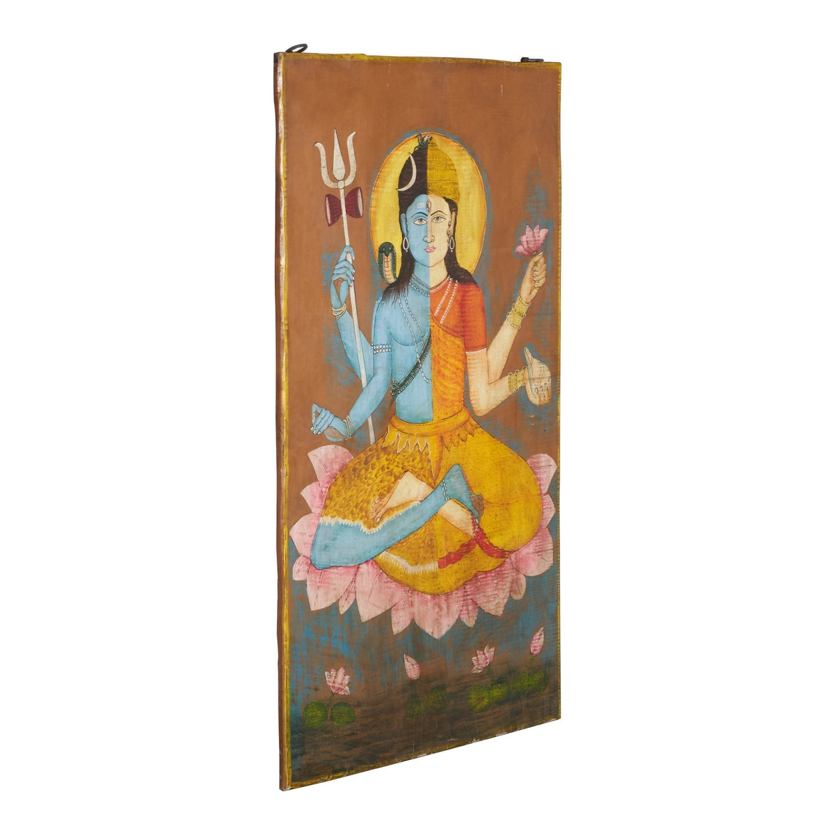 Shiva Shakti Hand-Painted Wooden Panel by Studio Vastu