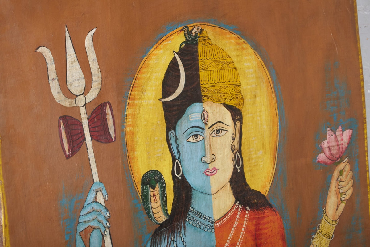 Shiva Shakti Hand-Painted Wooden Panel by Studio Vastu