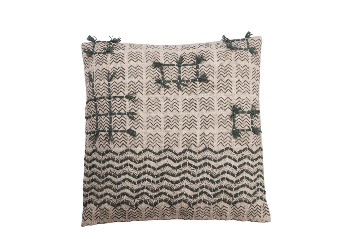 Slate Chevron Tufted Cotton Cushion Cover by Studio Vastu