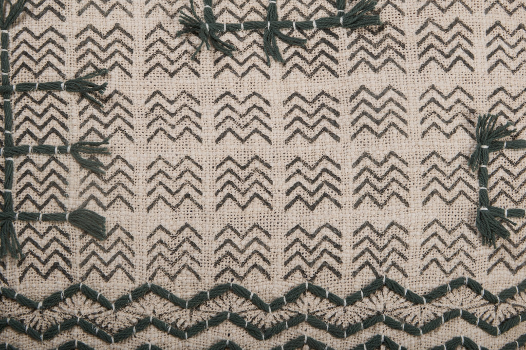 Slate Chevron Tufted Cotton Cushion Cover by Studio Vastu