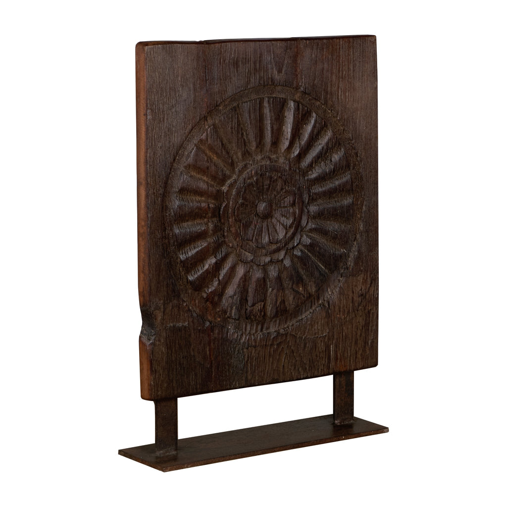 Sunburst Wood Carved Panel on Stand by Studio Vastu
