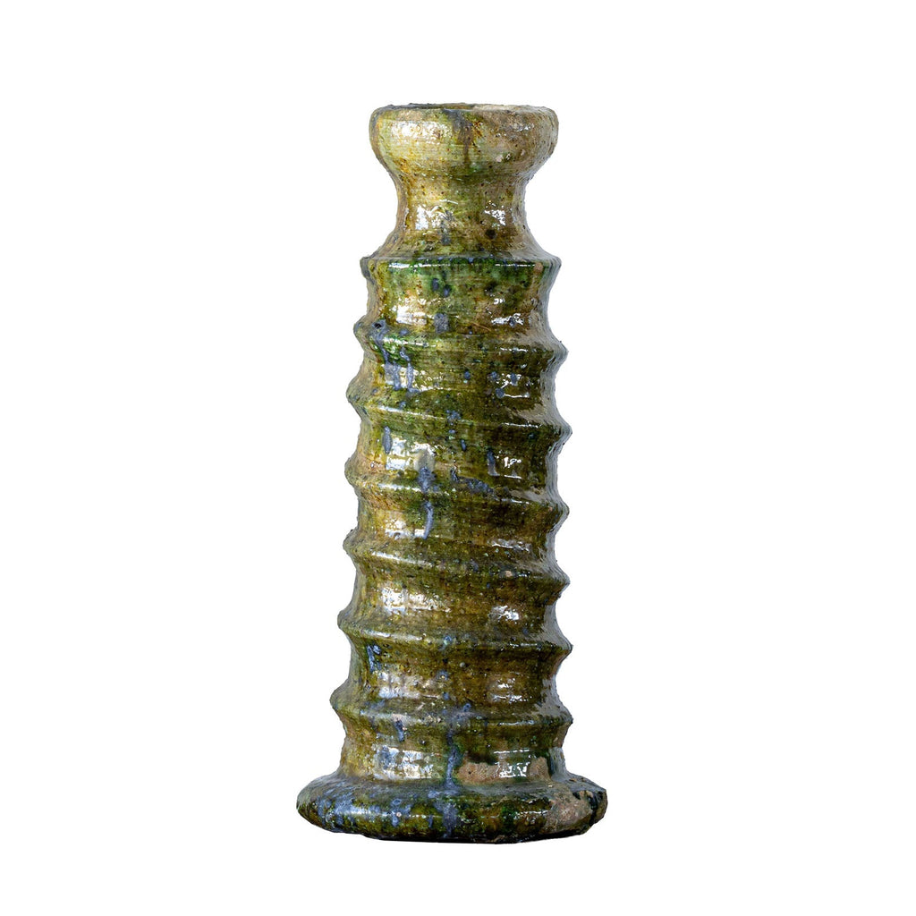 Tamegroute Ribbed Green Candle Stand by Studio Vastu
