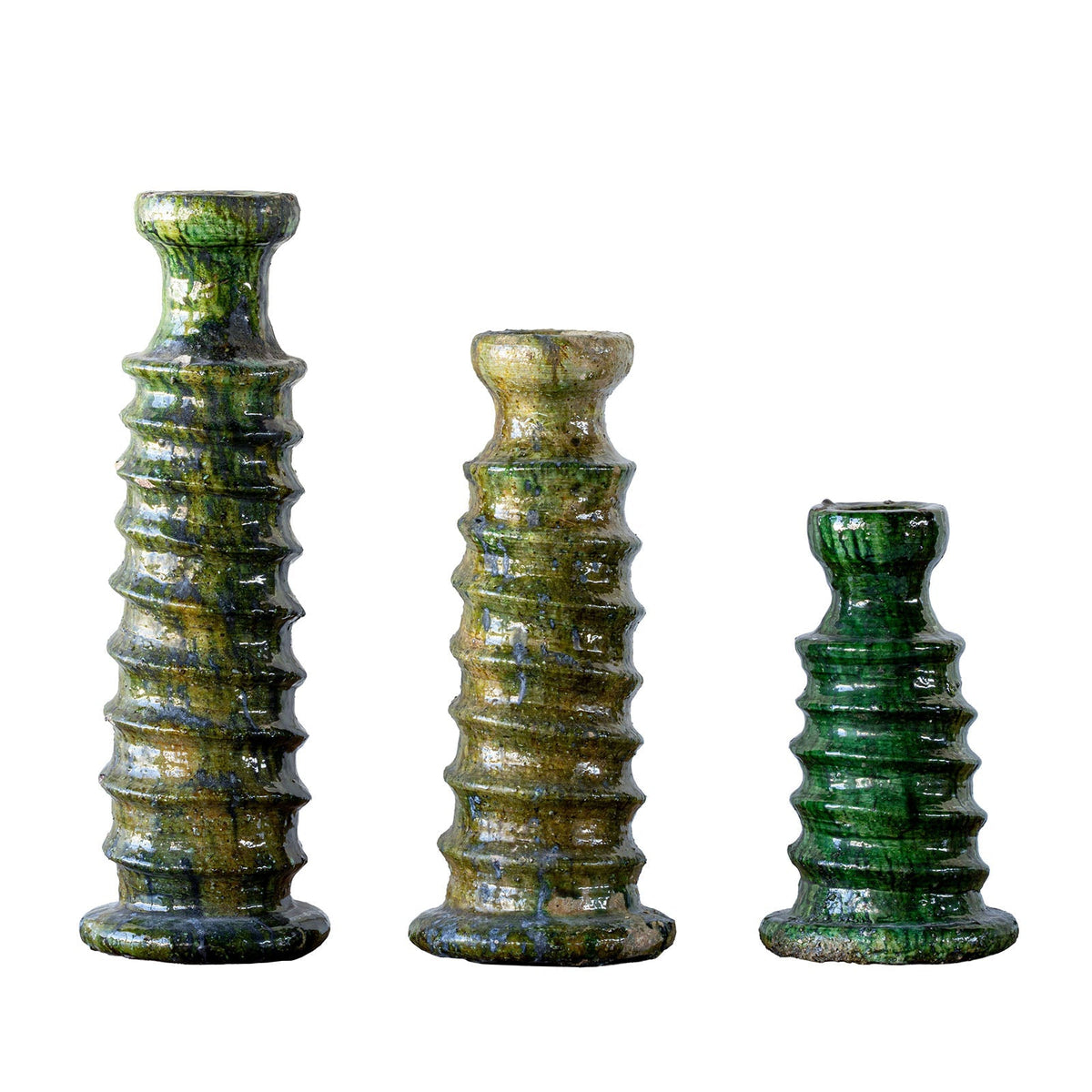 Tamegroute Ribbed Green Candle Stand by Studio Vastu