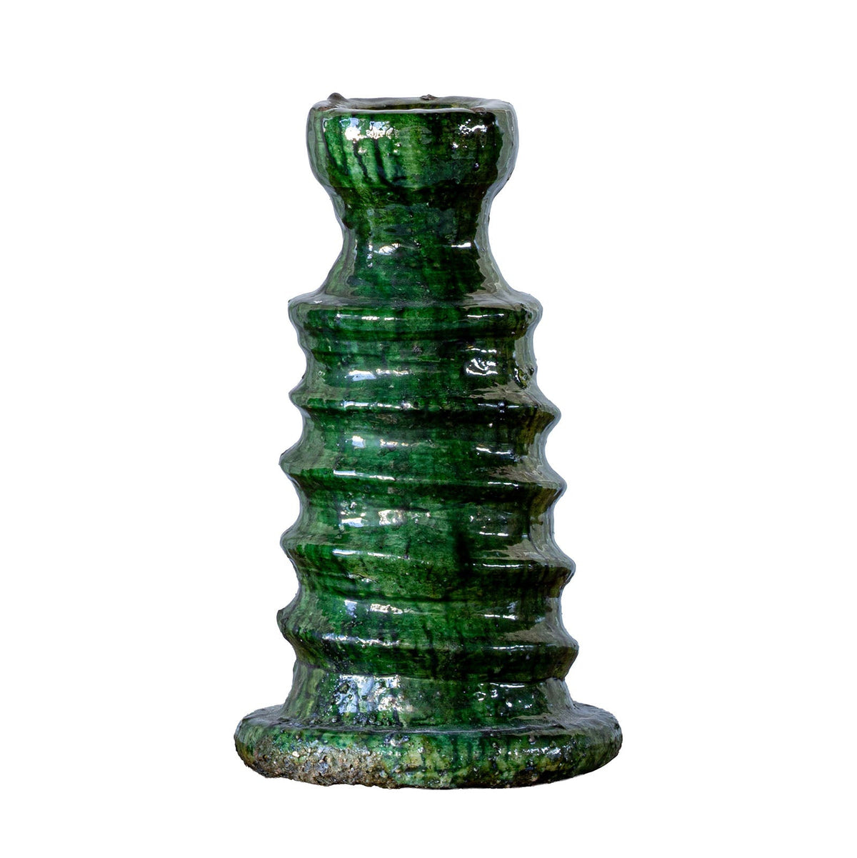 Tamegroute Ribbed Green Candle Stand by Studio Vastu