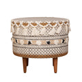 Tasseled Cotton Block Print Ottoman by Studio Vastu