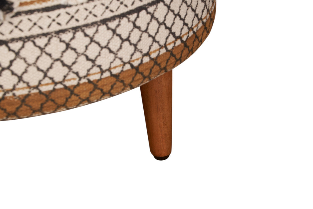 Tasseled Cotton Block Print Ottoman by Studio Vastu