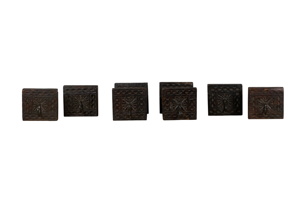 Teak and Iron Wall Hook Set by Studio Vastu