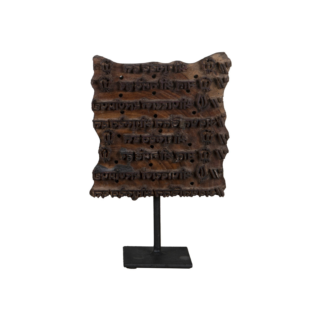 Teak Textile Printing Block on Stand by Studio Vastu