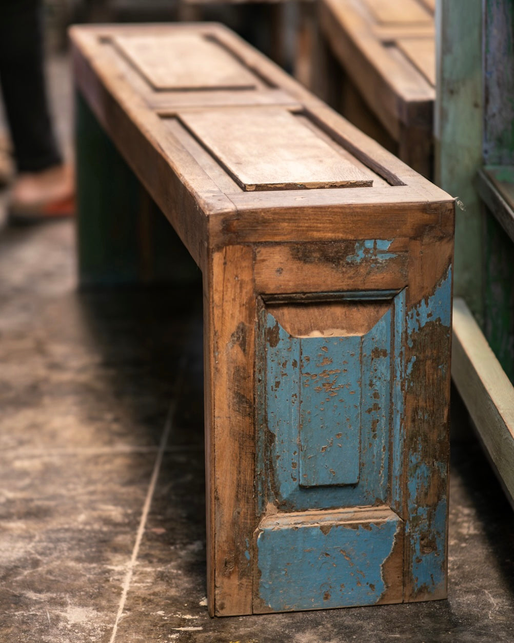 Teak Wood Panel Bench by Studio Vastu