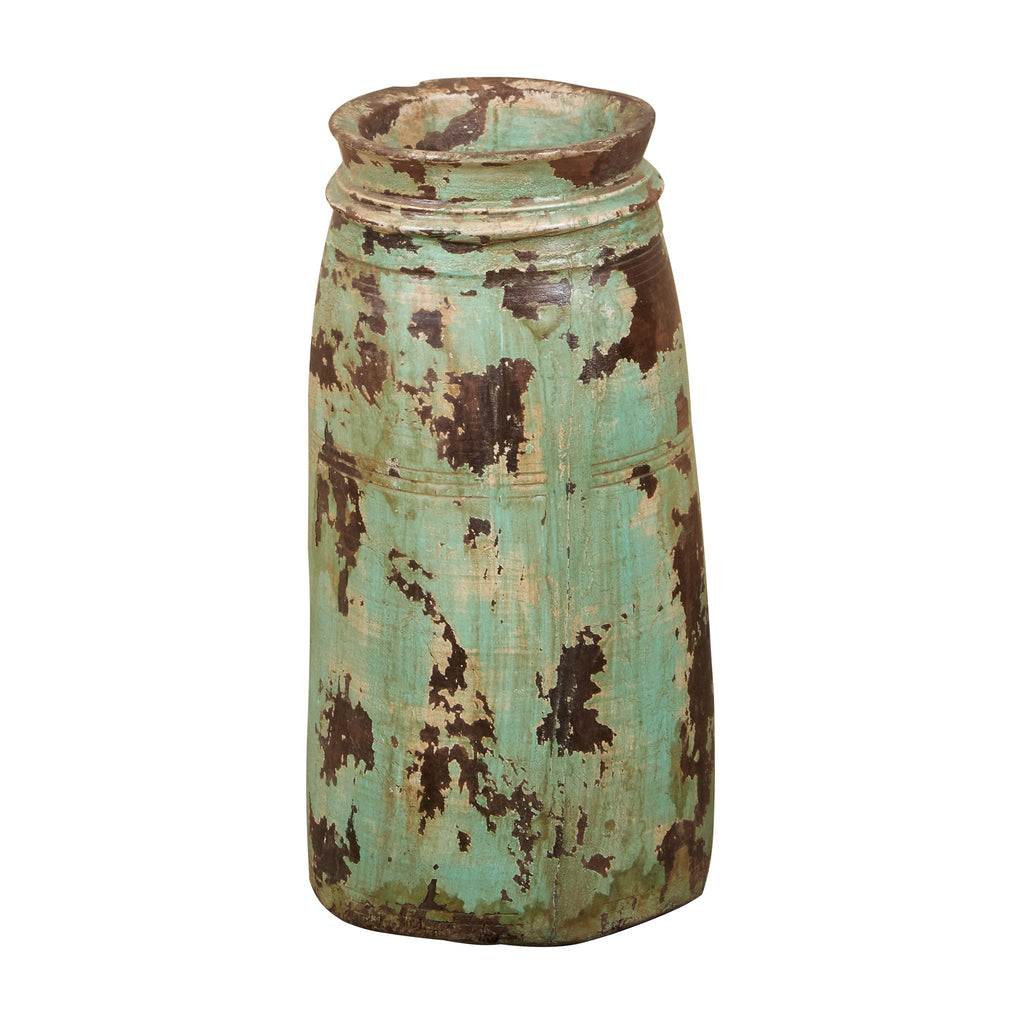 Teal Patina Timber Vessel by Studio Vastu