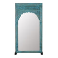 Teal Wood Jharokha Arch Floor Mirror by Studio Vastu