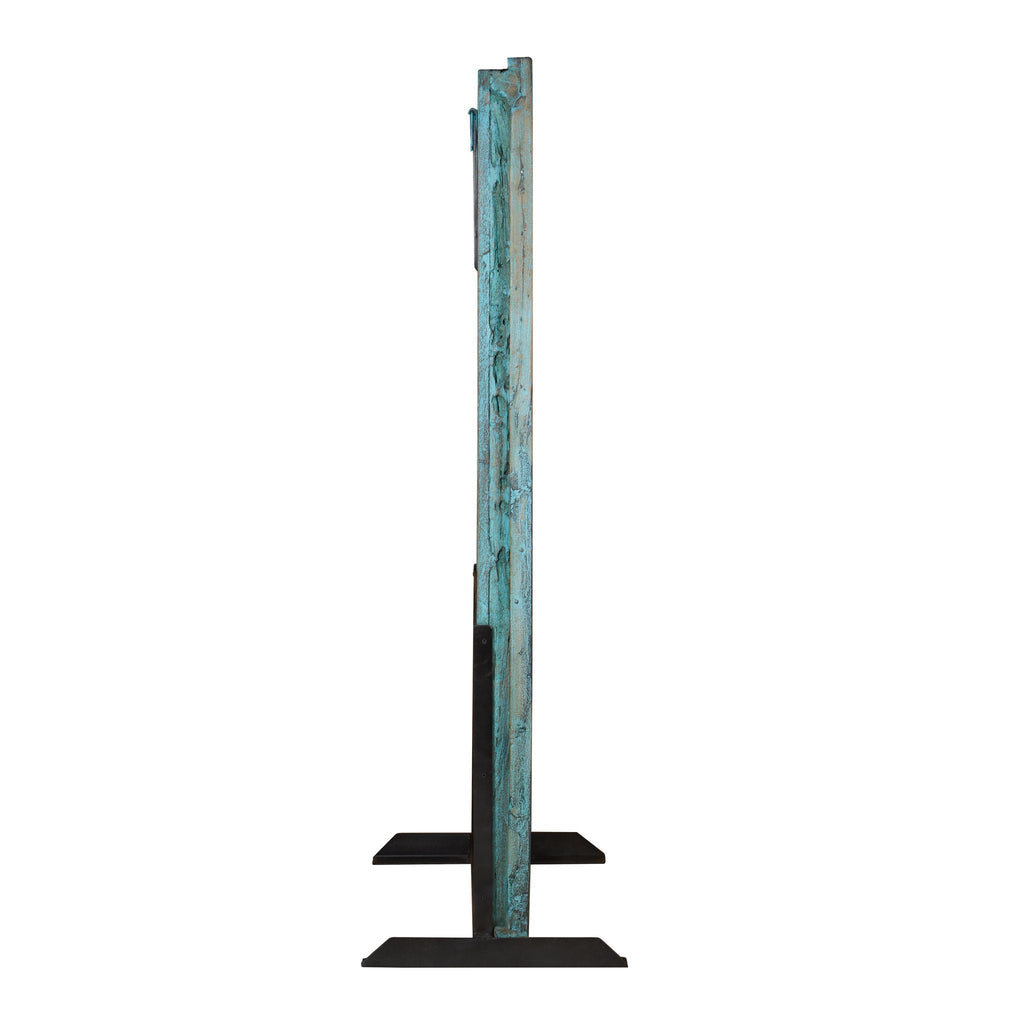 Teal Wood Jharokha Arch Floor Mirror by Studio Vastu