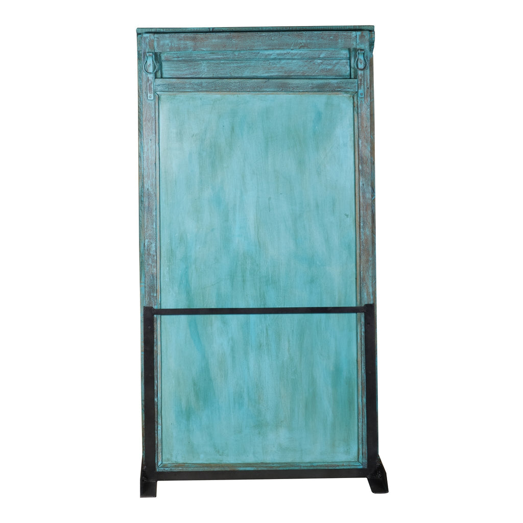 Teal Wood Jharokha Arch Floor Mirror by Studio Vastu