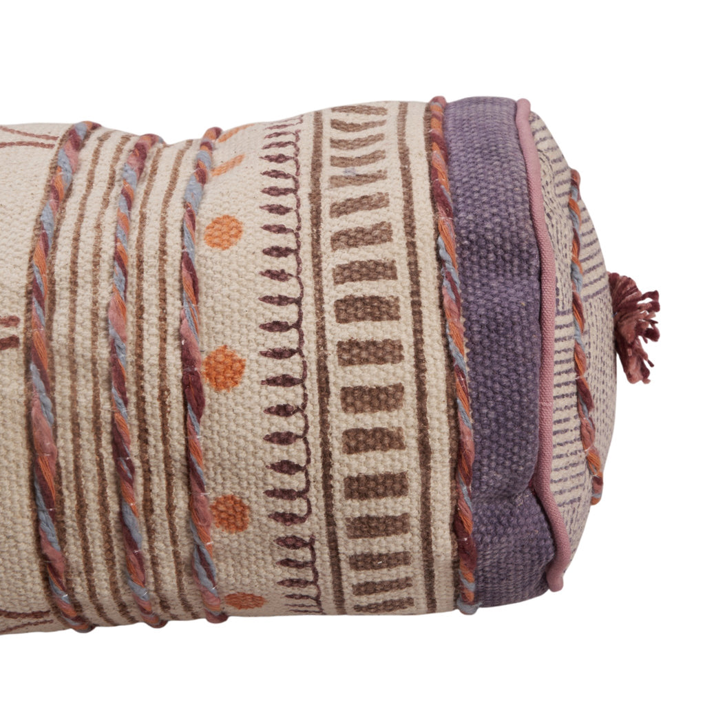 Textured Cotton Bolster Pillow with Tassels by Studio Vastu