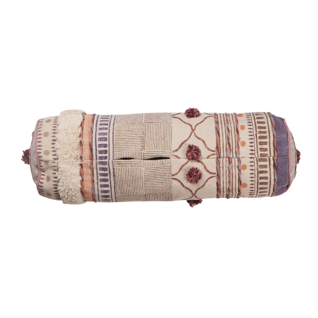 Textured Cotton Bolster Pillow with Tassels by Studio Vastu