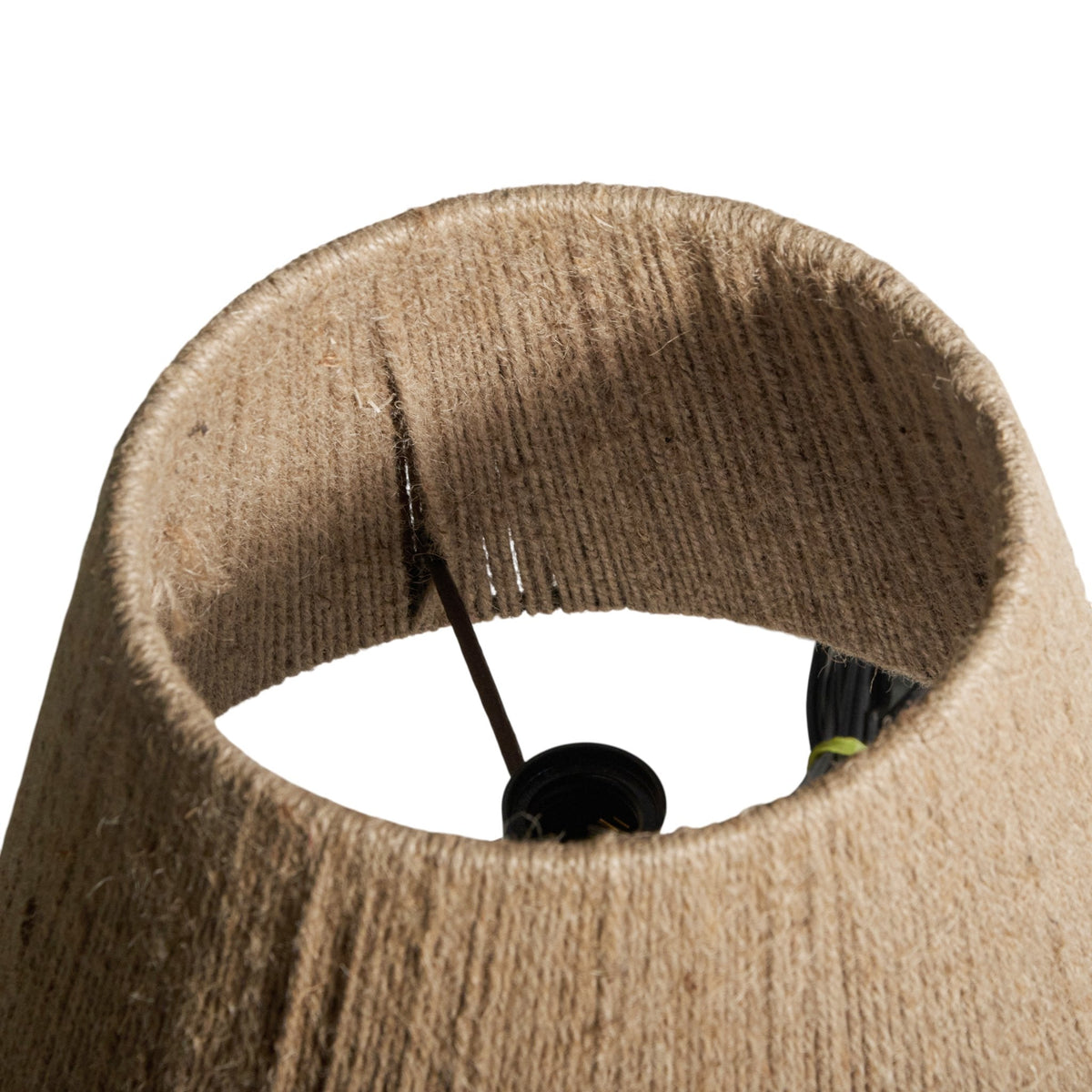 Turned Wood Jute Shade Table Lamp by Studio Vastu