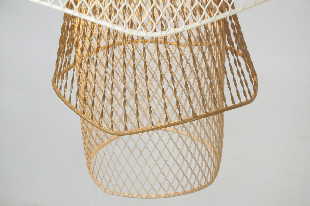 Two-Tone Tiered Steel Mesh Pendant Lamp by Studio Vastu