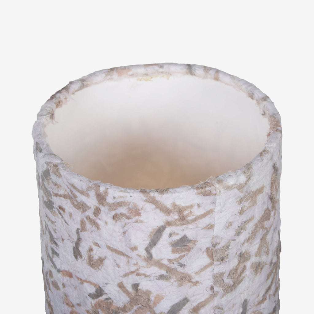 Upcycled Fabric Mango Wood Cylinder Lamp by Studio Vastu