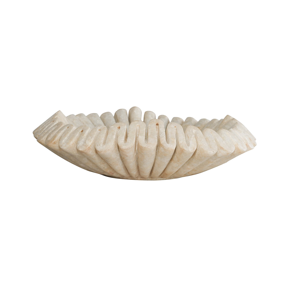 White Marble Ruffled Context Bowl Small by Studio Vastu
