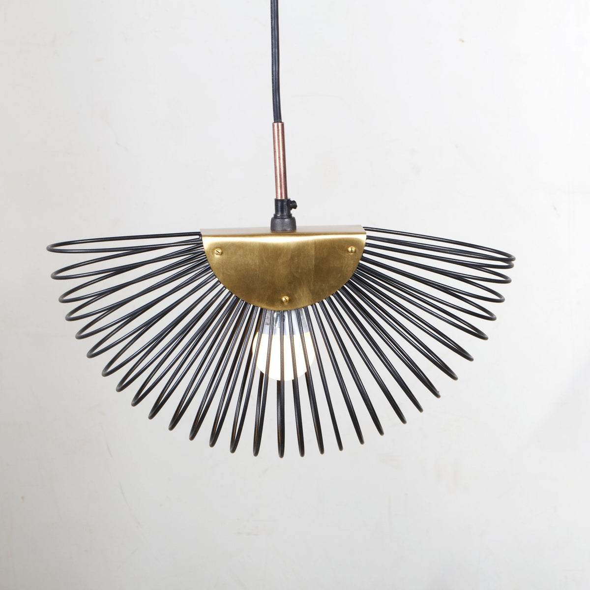 Wire and Brass Fan Pendant Light by Studio Vastu