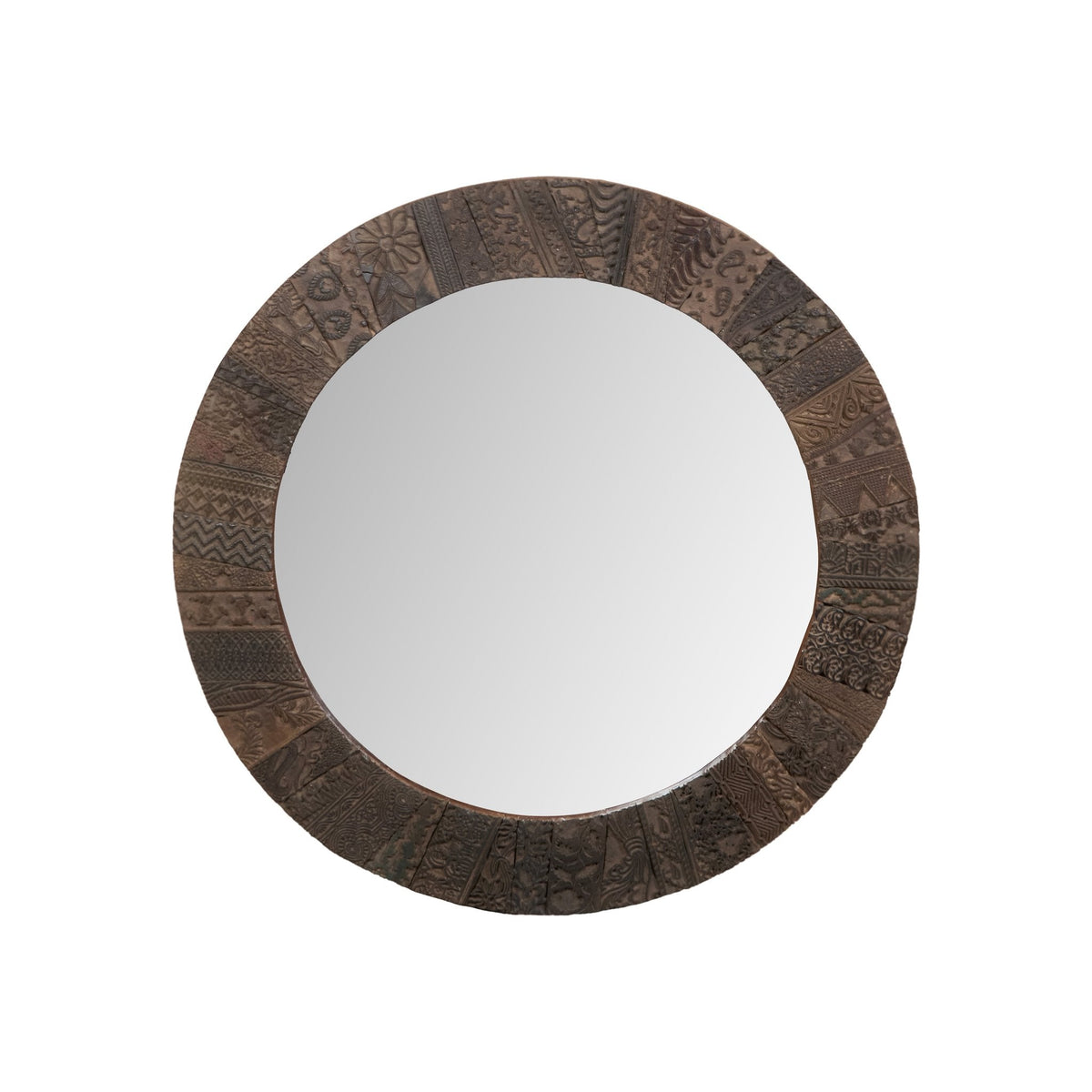Woodblock Print Round Wall Mirror by Studio Vastu