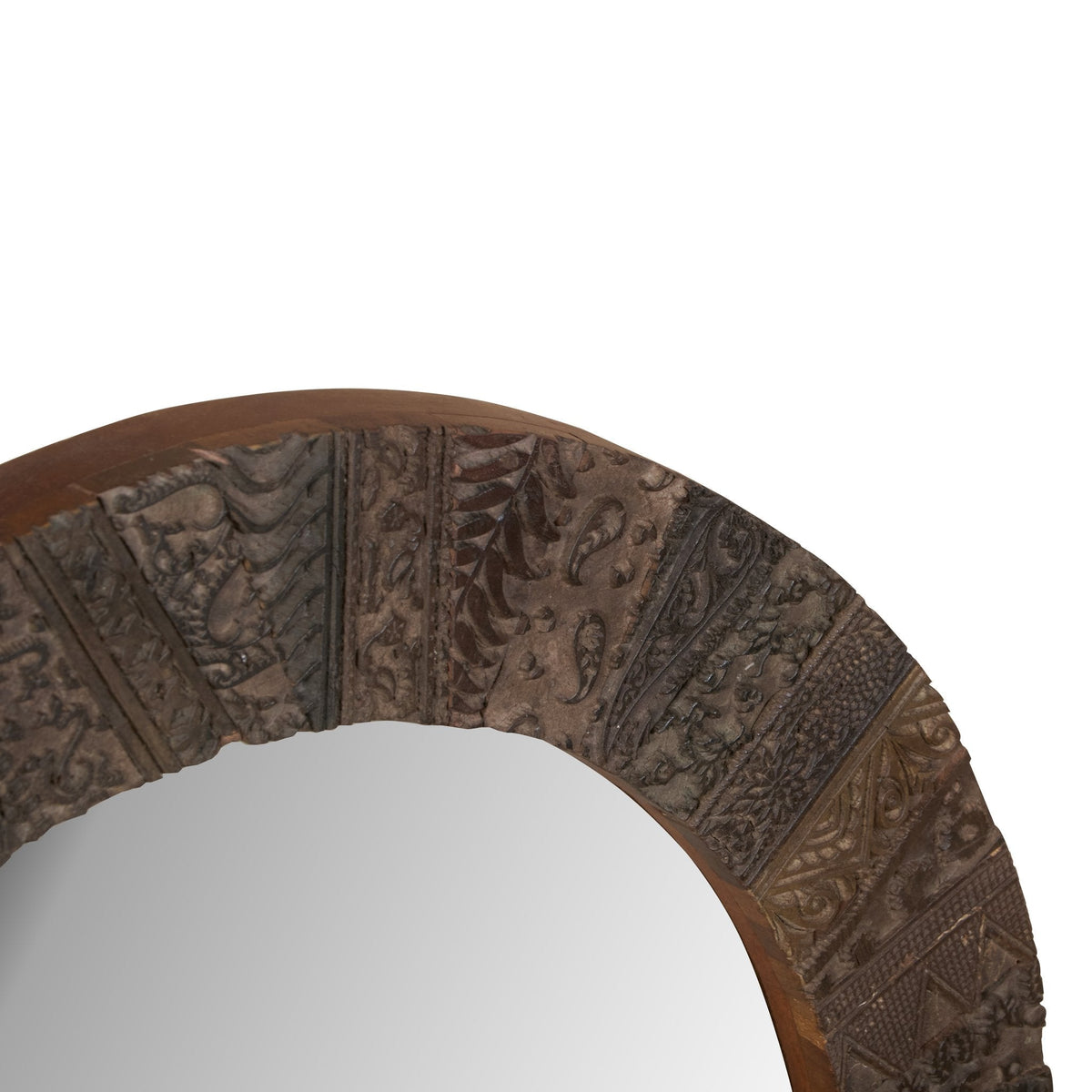 Woodblock Print Round Wall Mirror by Studio Vastu
