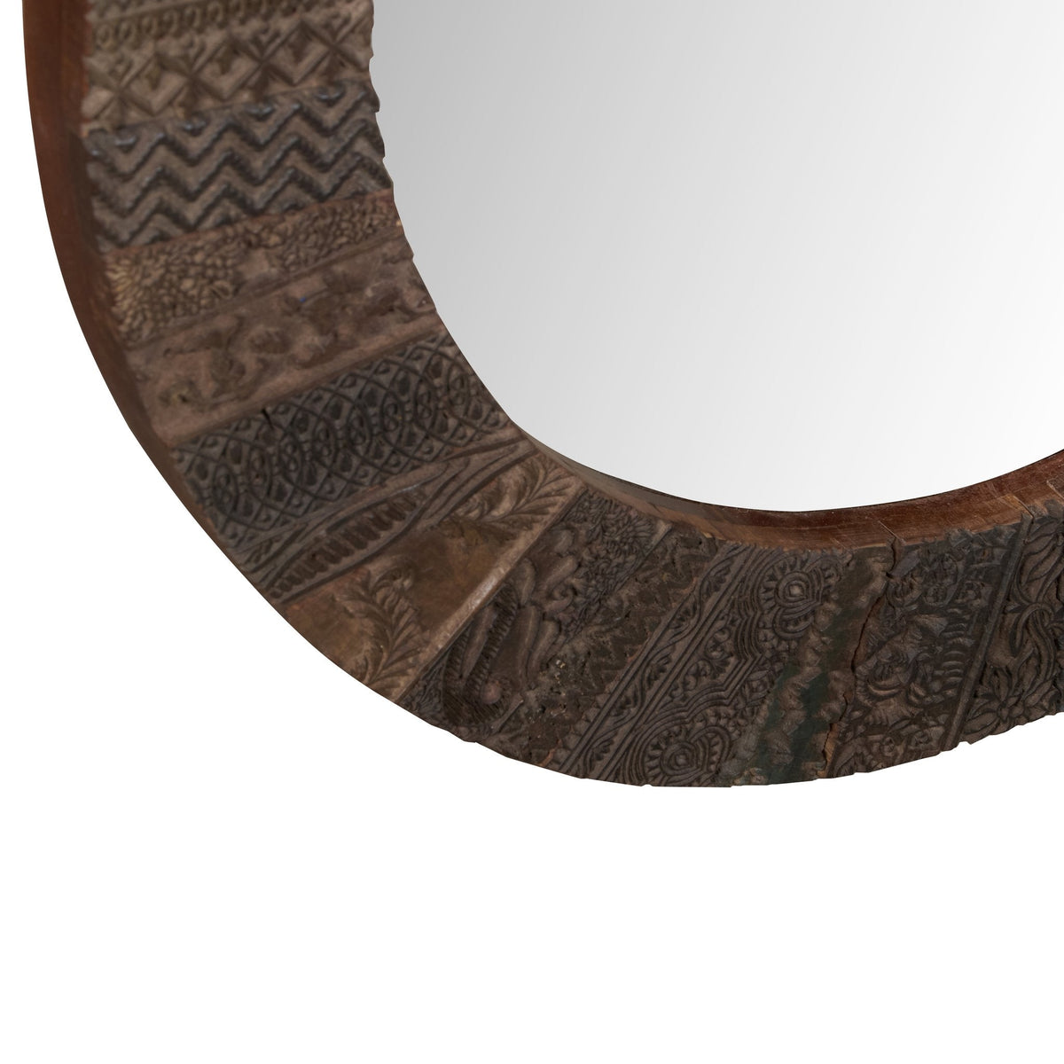Woodblock Print Round Wall Mirror by Studio Vastu