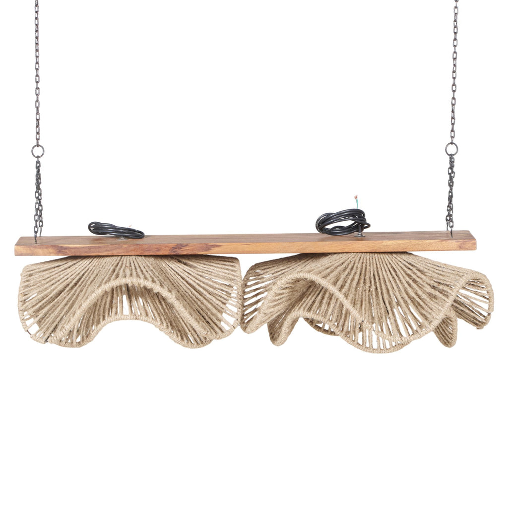 Woven Jute and Wood Linear Pendant by Studio Vastu