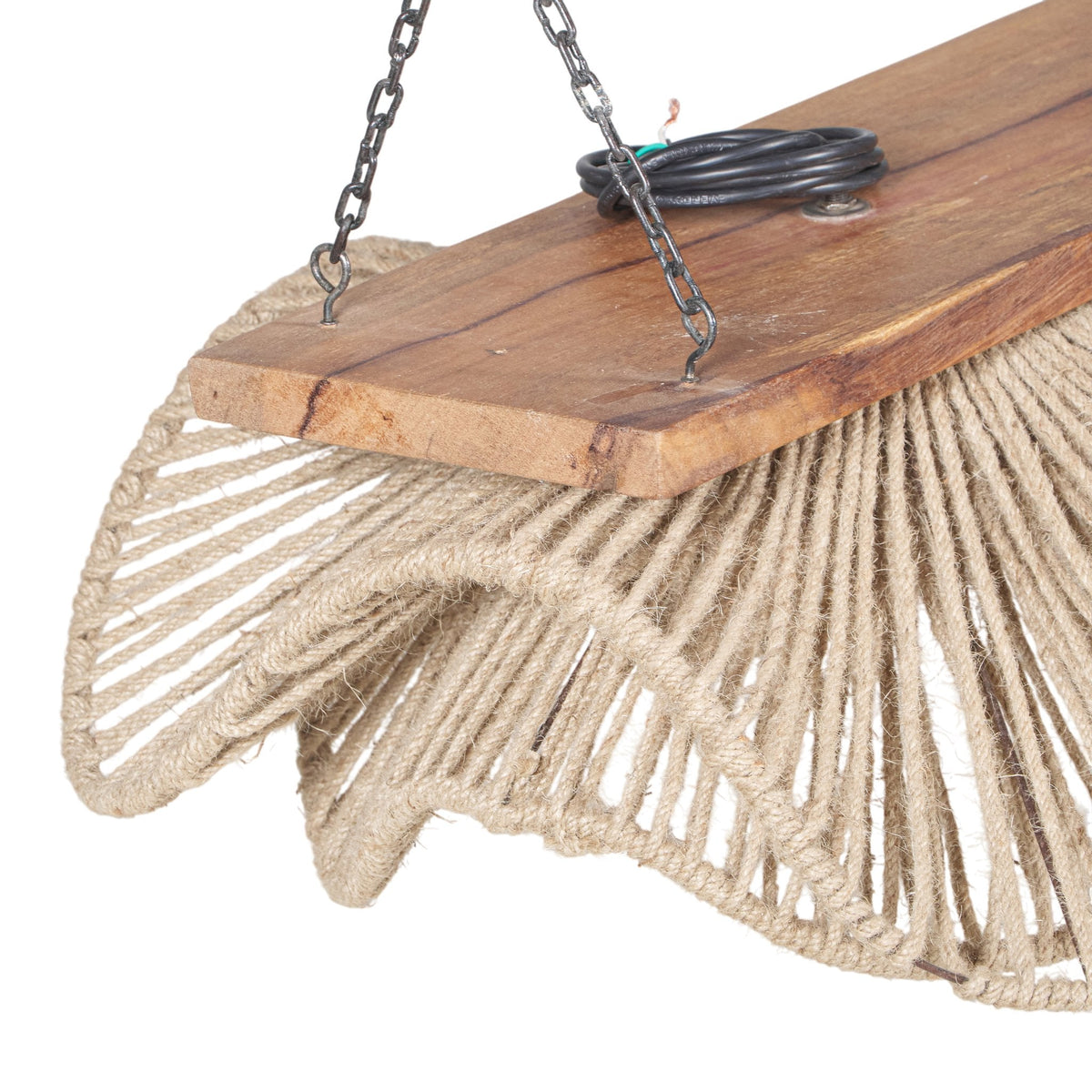 Woven Jute and Wood Linear Pendant by Studio Vastu