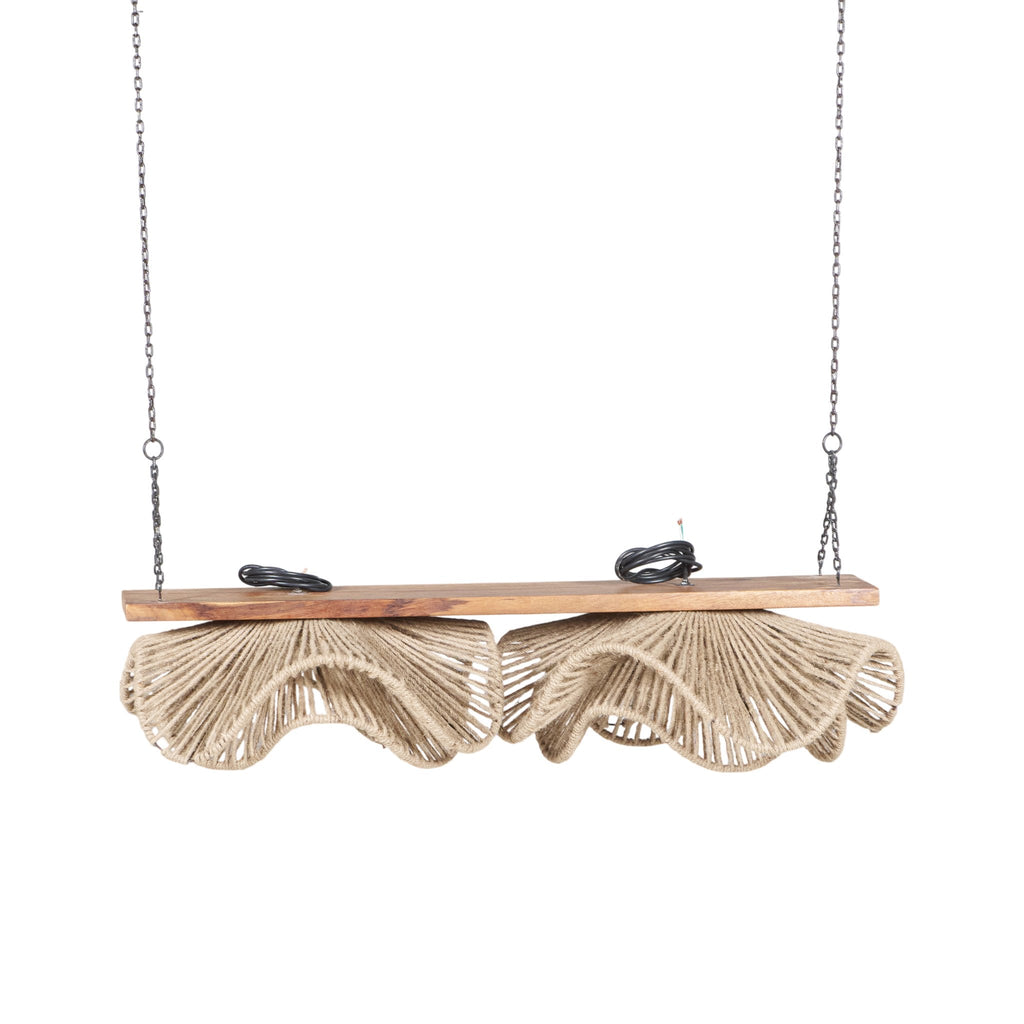 Woven Jute and Wood Linear Pendant by Studio Vastu