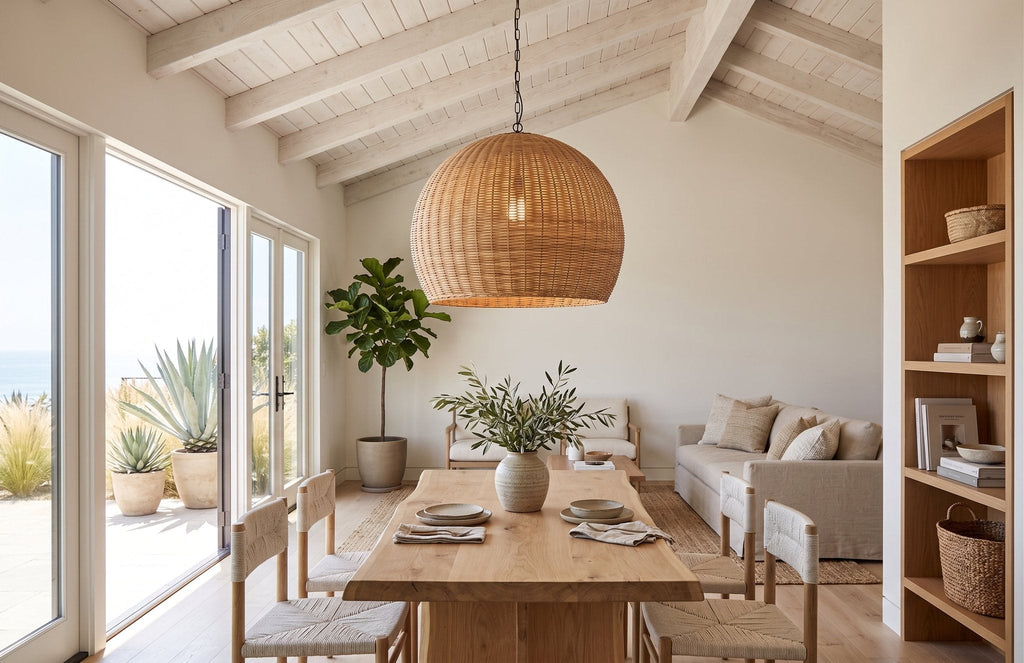 Woven Rattan Dome Pendant Light by Studio Vastu