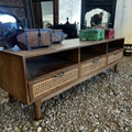 Woven Rattan Media Console by Studio Vastu