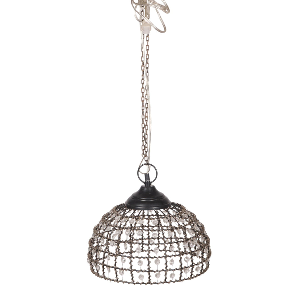 Woven Wire & Crystal Dome Pendant Light by Studio Vastu