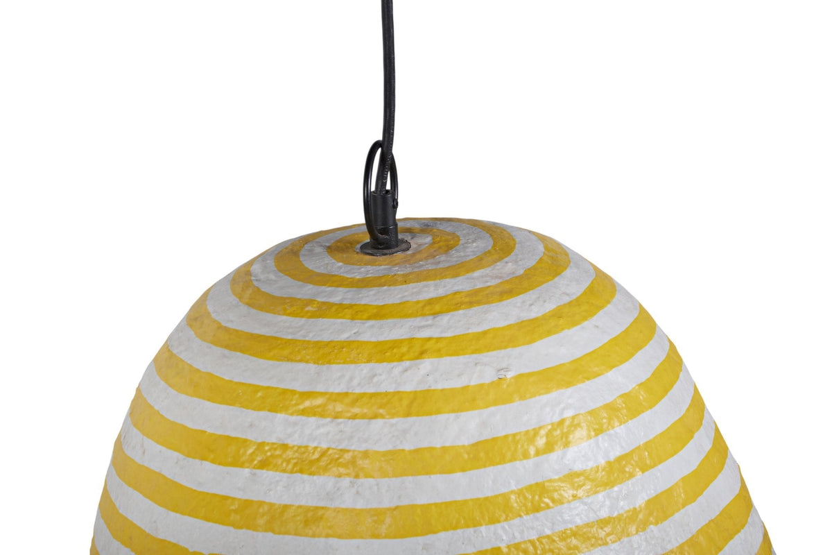 Yellow Striped Papier-Mâché Pendant Light by Studio Vastu